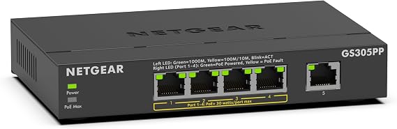 NETGEAR 5-Port PoE Gigabit Ethernet Unmanaged Network Switch (GS305PP)