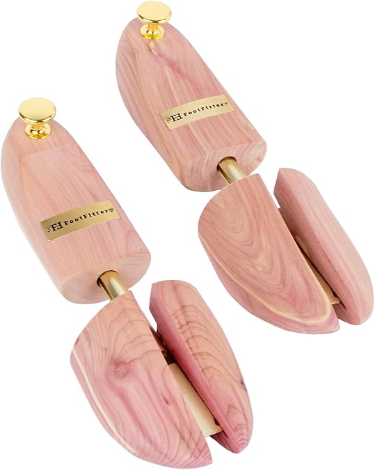 FootFitter Cedar Shoe Trees with Brass Knob for Mens Shoes & Sneakers