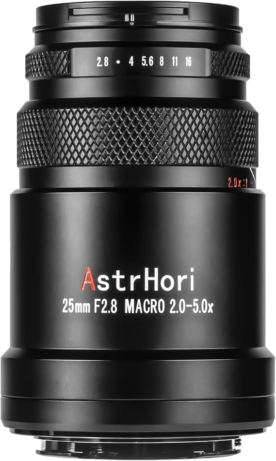 7artisans AstrHori 25mm F2.8 Macro Camera Lens Full Frame 2X-5X Magnification Manual Focus Camera Lens for Fuji X Mount Camera X-A1,X-A10,XA5,XT-1,X-T100,X-PR01,X-E1
