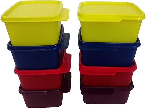 Tupperware Tupin Tupperware Keep Tab Set of 8 Plastic Container Set (Multicolour, 500 Ml)