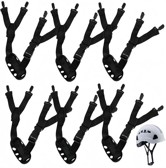 6Pcs Hard Hat Chin Strap Helmet Strap Universal Helmet Liner Chin Protector Strap with Adjustment, for Construction Worker Hat Replacement ,Black