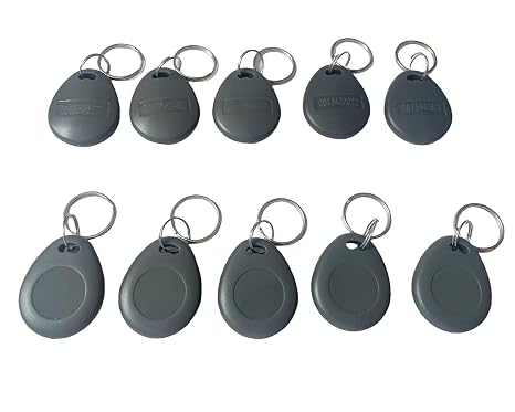 JYJ 125kHz EM4100 Key fob,RFID id Intelligent Security Access Key Chain Grey (10)