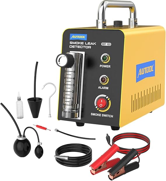 AUTOOL Smoke Machine Automotive Leak Detector, Evap Vacuum Smoke Diagnostic Tester, Pipeline Fuel Leakage Detector Compatible with 12V Vehicles