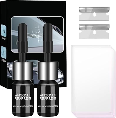 Windshield Crack Chip Repair Kit: 2 Bottles Quick Fix Car Windows Glass Tool Used for Scratches Star Shaped Rock Chip