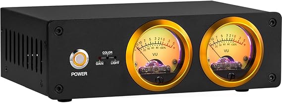 Analog Dual VU Meter, Audio Switcher Box with DB Panel Display, RGB Sound Level Indicator, Colour/Brightness Adjustment, for Home Theater