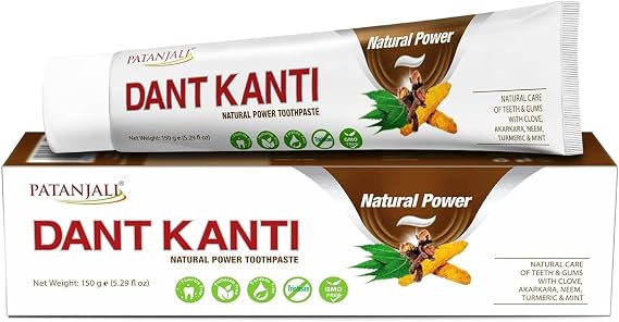Patanjali Dant Kanti Natural Toothpaste - 150 g / 5.29 fl oz | Packaging May Vary (150g or 200g)