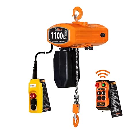 Prowinch 1/2 Ton (1,100 lb) Electric Chain Hoist, 1-Speed, 208~240/440~480V, 20 ft. FEC G80 Japan Chain, H4 Duty, Wireless Control Reliable, Lifting for Industrial and Material handling tasks