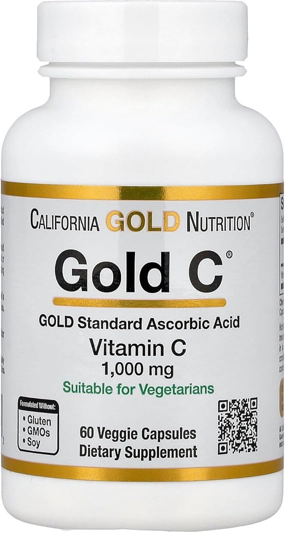 California Gold Nutrition C, Vitamin C, 1000 mg Veggie Capsules, 60 Count