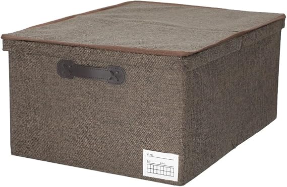 Nitori 8421099 Fabric Storage Box with Lid Fab, Width 20.9 inches 53 cm, Dark Brown