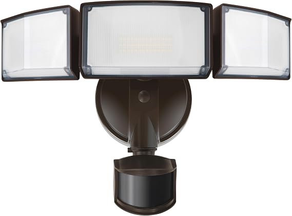 LUTEC 72W 7500LM LED Security Lights Motion Sensor Light Outdoor, 5000K Daylight, IP65 Waterproof, Dusk to Dawn, 3-Head Motion Detected Flood Light for Garage, Yard, Porch(Brown)