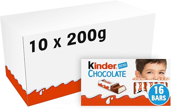 Kinder Chocolate Small Bars, Bulk Chocolate Gift Box, Pack of 10 x 200g