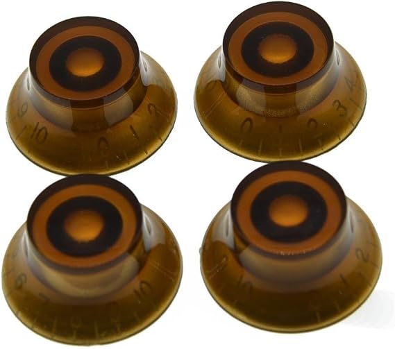 Dopro 4pcs Amber LP Guitar Bell Knobs Top Hat Knobs for Epi Les Paul/Import Guitar Bass w/Coarse 5.8mm Split Pots