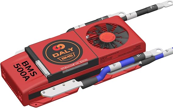 DALY Smart BMS 16S 48V LifePO4 PCB Protection Board with Balance Leads and Wireless Bluetooth Module for 16 Cells 48Volts Lithium Battery Pack(Smart BMS+RS485+CAN,500A Fan)