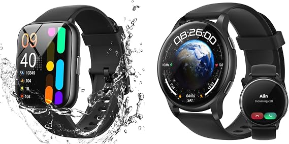 Parsonver 5ATM Waterproof Smart Watch for Men Women, 2-Pack