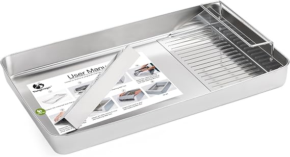 Stainless Steel Reusable Litter Tray with Cat Litter Scoop | Compatible with Petsafe Self-Cleaning Litter Box-Durability Tray-Easy Dispose Waste-Non-Stick-Rust Resistant-Indoor Use