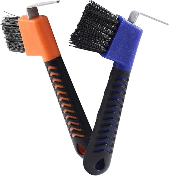 2 Pcs Horse Hoof Pick Brush, Blue & Orange