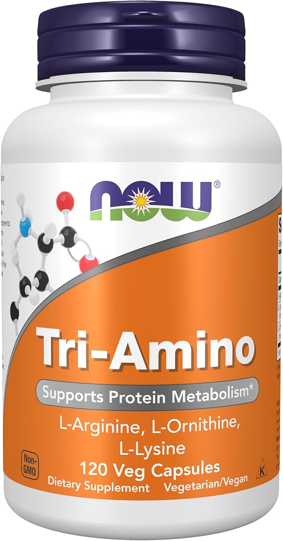 NOW Supplements, Tri-Amino with L-Arginine, L-Ornithine, L-Lysine, 120 Caps