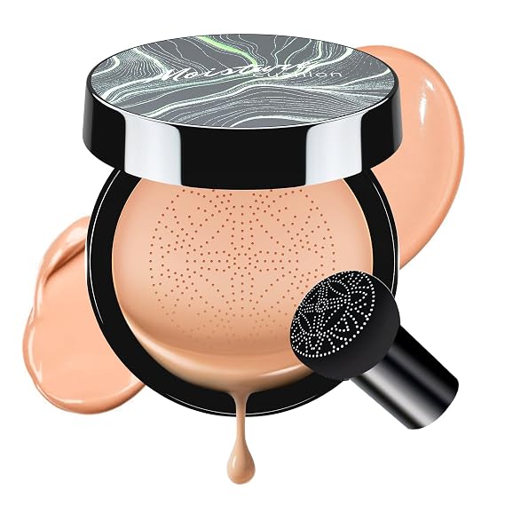 Mushroom Head Air Cushion CC Cream - Tattoo Cover up Moisturizing BB Creams Foundation, Long-Lasting Waterproof Concealer Full Coverage for Even Skin Tone (Nude, 1 PCS)