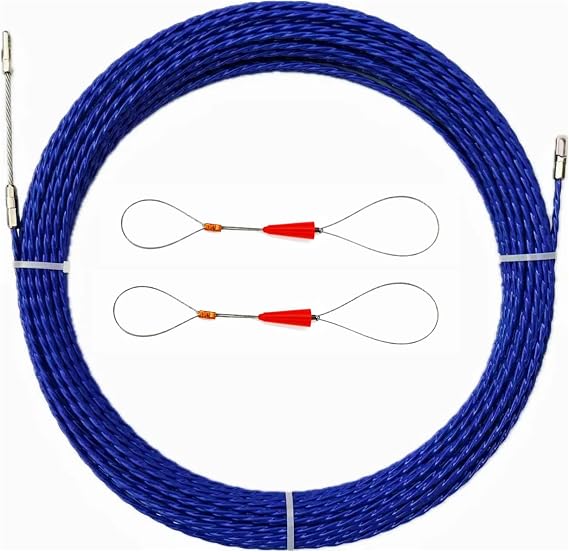 20M 66ft Fish Tape Cable Puller Kit Through Wall Wire Guide 4mm PET Electrical Cable Puller Duct Rodder Threader Fish Cable Fastener