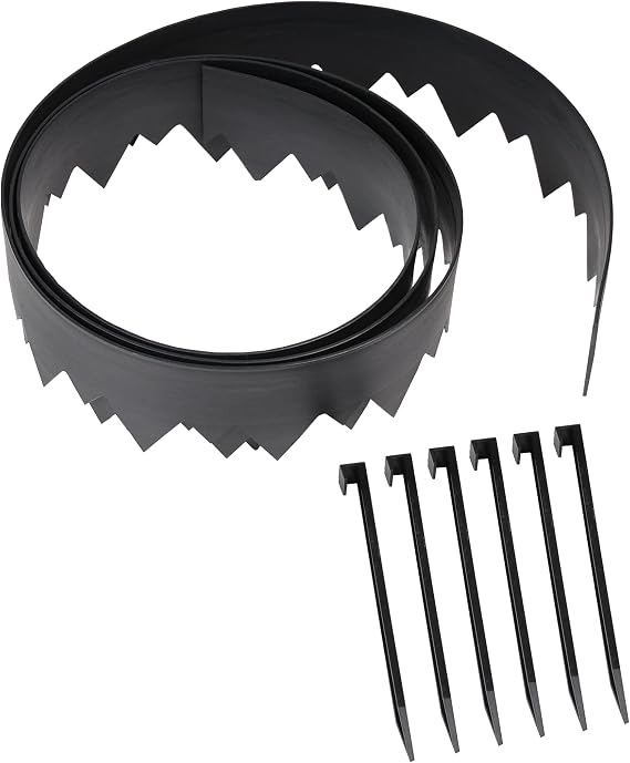 EasyFlex PoundIn Landscape Edging with Bonus Anchoring Stakes 20Foot Plastic Garden Border, 4.5 in. StraightTop Lawn Edging, Black