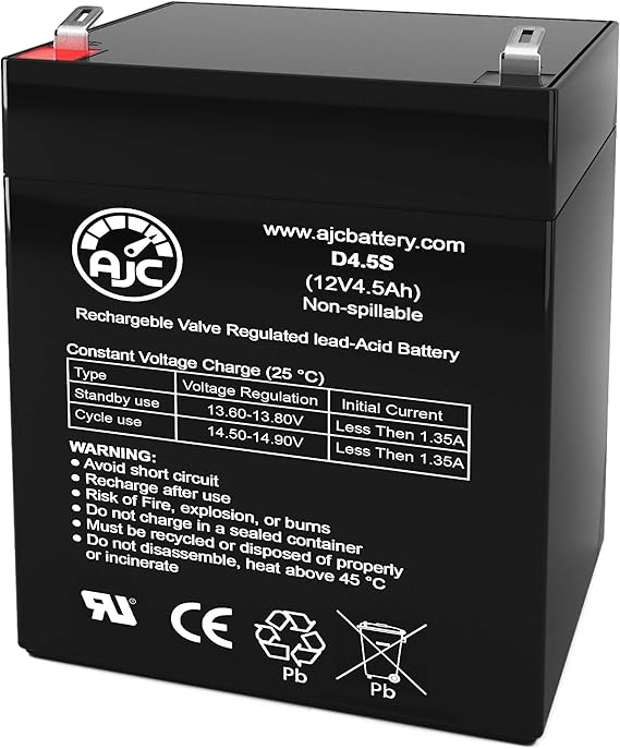 AJC Battery Compatible with DSC Ultratech UT1240 12V 4.5Ah Alarm Battery
