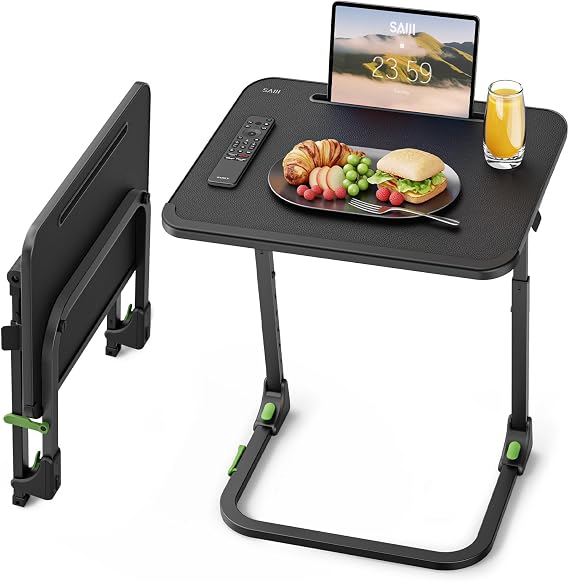 SAIJI Easy Folding TV Tray Table Adjustable TV Dinner Tray