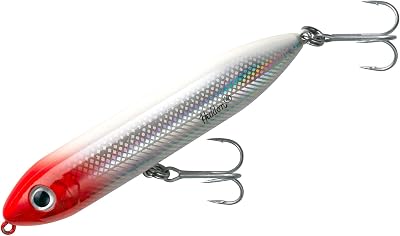 Heddon Super Spook Topwater Fishing Lure for Saltwater and Freshwater, Red Head, Super Spook Jr 12 oz