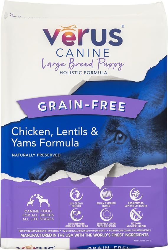 VeRUS Pet Foods Dry Dog Food Grain-Free Chicken, Large Breed Puppy Formula 25lb Bag
