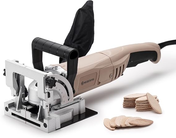 Biscuit Joiner Tool, 8.5 Amp 12,000 RPM Plate Joiner with Dust Bag & 100 Biscuits, Adjustable Angle & Depth for Wood Joinery & Furniture Making