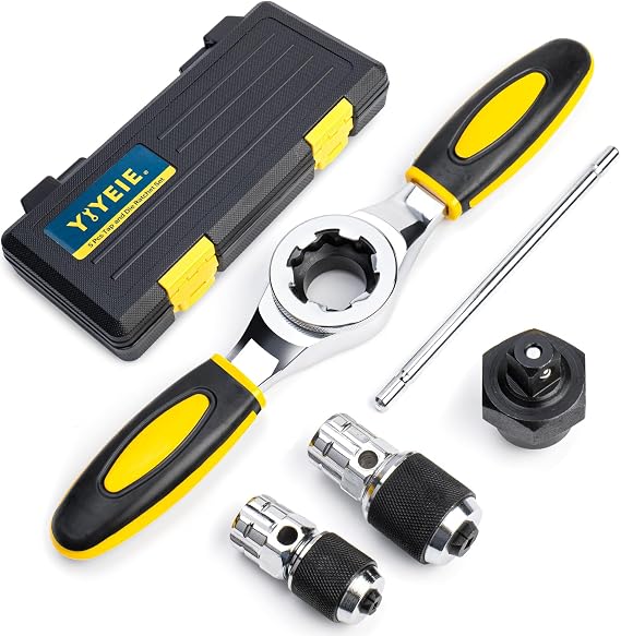 YIYEIE Ratcheting Tap and Die Handle, 5PC Tap Handle Tool with Ratchet Tap Socket, Extendable T-Handle Tap Wrenches Set
