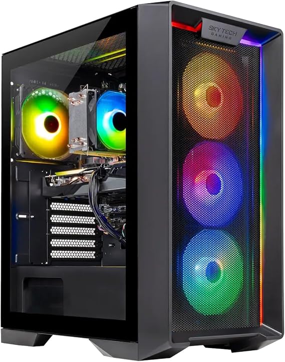 Skytech Gaming Nebula Desktop PC, Ryzen 5 5500 3.6 GHz (4.2GHz), NVIDIA RTX 5060, 1TB NVMe SSD, 16GB DDR4 RAM 3200, 650W Gold PSU, Wi-Fi, Win 11