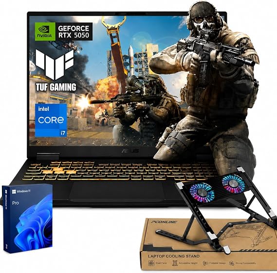 ASUS TUF F16 RTX 5050 Pro Gaming Laptop, Intel i7-14650HX, NVIDIA RTX 5050, RGB Backlit KB, MUX Switch with NVIDIA Advanced Optimus, 16GB DDR5, 1TB SSD, w/Bundle