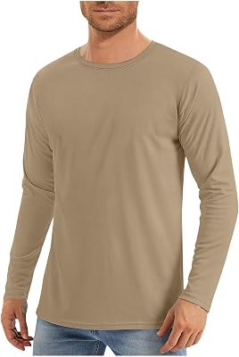 Mens Sunscreen Shirts UPF 50 Long Sleeve UV Protection Performance T-Shirt Workout Lightweight Rashguard