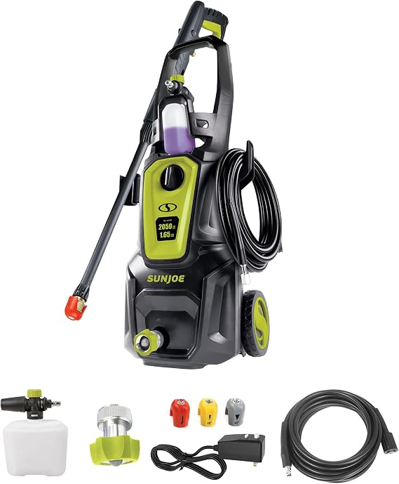 Sun Joe Electric Pressure Power Washer w/Foam Cannon & Extension Wand, 1600 PSI (PWMA Certified), 1.1 GPM, 13-Amp Motor - Heavy-Duty Cleaning Machine for Patios, Decks, Sidewalks & Cars, SPX2680-MAX