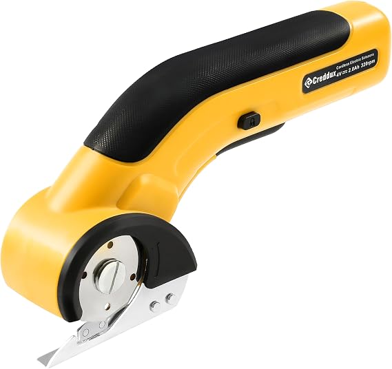 Electric Box Cutter, Cordless Electric Scissors With Safety Lock, USB Rechargeable Cardboard Cutter for Packages Leather Plastic(yellow)