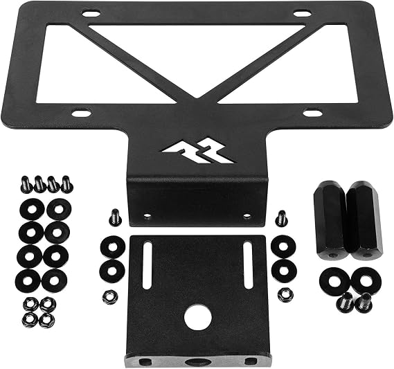 Rugged Ridge License Plate Relocation | Black, Sturdy Steel, Satin Adjustable | 11585.25 | Fits 2018-2025 Jeep Wrangler JL