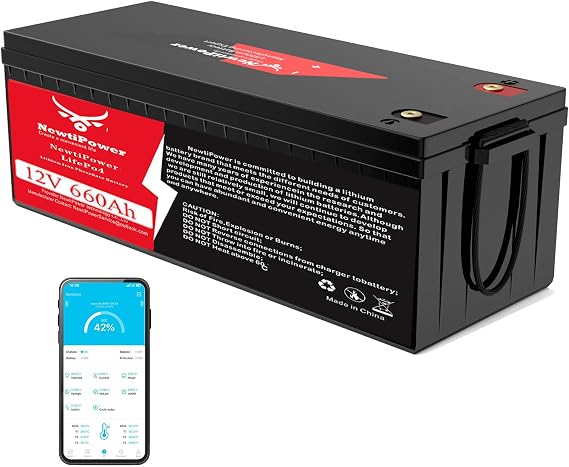 12V 660Ah Lithium LiFePO4 Battery with 250A BMS Grade A Cells Deep Cycle Rechargeable Battery,10000+ Cycles,Perfect for Golf Cart,Off Grid Applications (12.8V 660Ah-BLU)