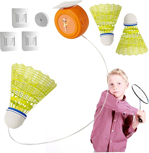 Badminton Rebound Trainer, 3pcs/Set Glowing Self-Exercise Badminton Single Training Kit with Elastic Cords, Badminton Self Practice Trainer Aid for Indoor