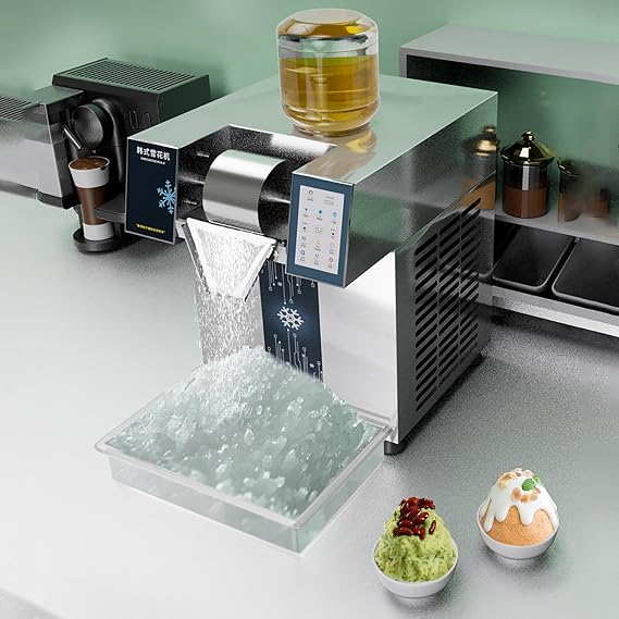 Commercial Snowflake Ice Machine,Snowflake Flake Cream Crusher Maker Shaved Adjustable Machine,Stainless Steel Ice Shaver Machine, Electric Snow Cone Maker,Ice Shaver Making Machine(70kg)