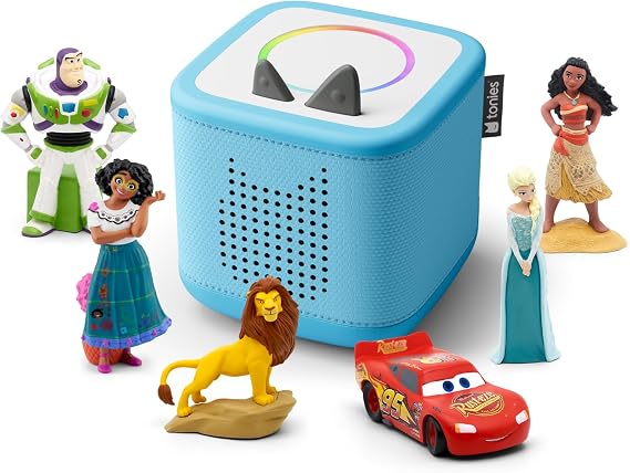 Toniebox 2 Audio Player Disney Bundle for Kids 3+ with Elsa, Moana, Lightning McQueen, Simba, Encanto, and Toy Story - Sky Blue