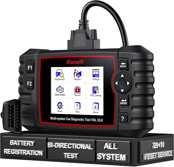 iCarsoft Bidirectional Diagnostic Scanner for Volvo/SAAB, Upgraded VOL V3.0 OBD2 Scan Tool 39 Resets,Battery Registration, All System Actuation Test Live Graph Data Engine Fault Code Reader
