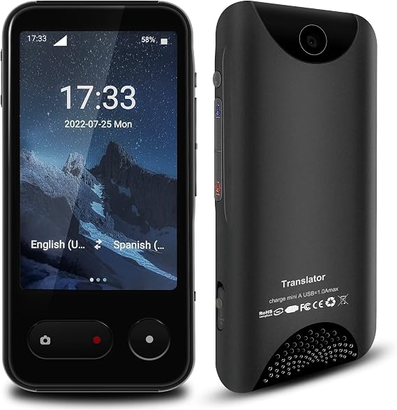 Language Translator Device,138 Languages Two-Way Instant Translator Portable Pocket Traductor Support WiFi/Offline/Images/SIM/Recording