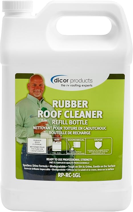 Dicor RP-RC-1GL Deep Cleaning Rubber RV Roof Cleanser Spray Refill - White, 1 Gallon | White refill; removes dirt & grime; RV maintenance; spray-brush-rinse application; safe for regular roof use