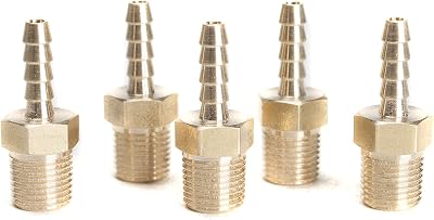 LTWFITTING Brass Barbed Fitting CouplerConnector 18-Inch Hose Barb x 18-Inch Male NPT Pack of 5