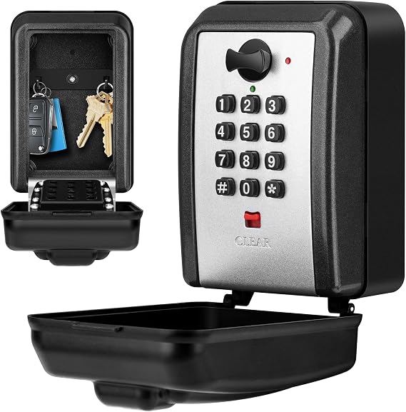 Key Lock Box Wall Mount 12 Digit Combination Lockbox for Keys with Code | Large Capacity & Weatherproof Outdoor Lockbox, Resettable Code Safe Lock Box for Home, Office, Apartment Spare Key Storage