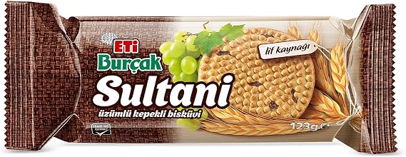 Eti Burçak Sultani Grape Whole Wheat Biscuit 123 g x 18 Pieces