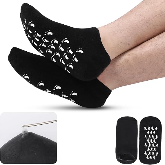 11in Large Silicone Moisturizing Socks for Dry Cracked Feet Men, 1 Pair, L