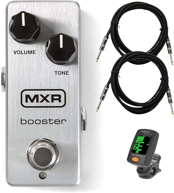 MXR M293 Booster Mini Bundle with 2 Instrument Cables, and Clip-on Tuner
