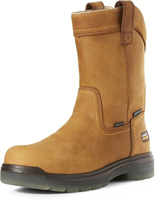 ARIAT Mens Turbo Pull-On Waterproof Carbon Toe Work Boot Aged Bark 9.5 Wide