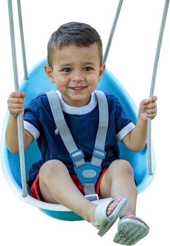 Swurfer Coconut Toddler Swing Comfy Baby Swing Outdoor, 3- Point Adjustable Safety Harness, Secure, Safe Quick Click Locking System, Blister-Free Rope, Easy Installation, Ages 6-36 Months